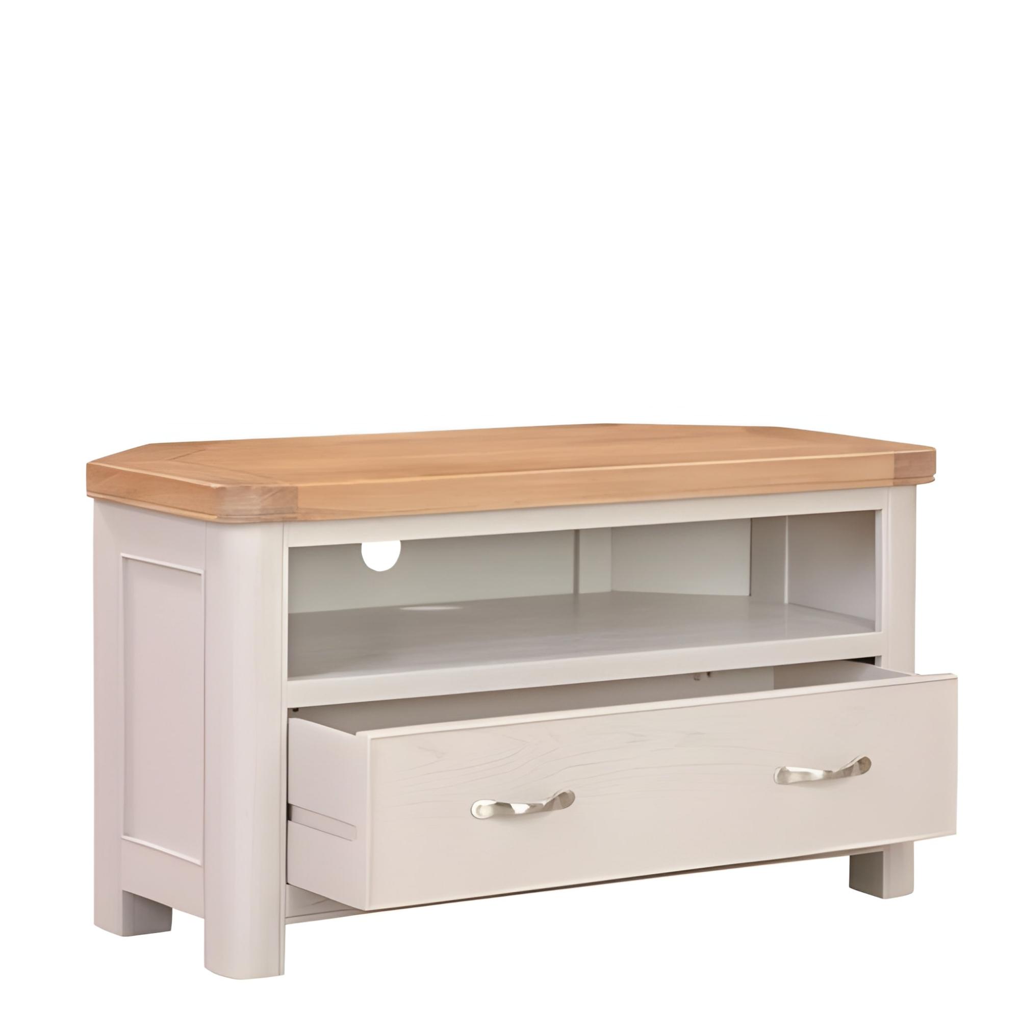 Clarion TV Unit - 1 Drawer - Corner - Oak and Grey