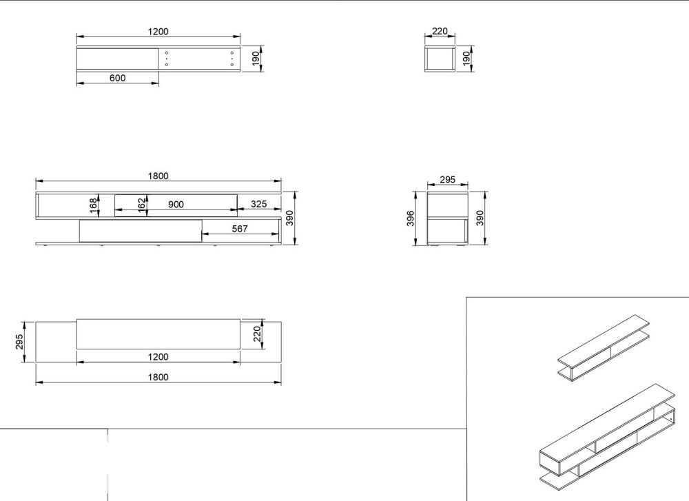 Clearance - Cavalero TV Unit - 2 Door - White and Walnut