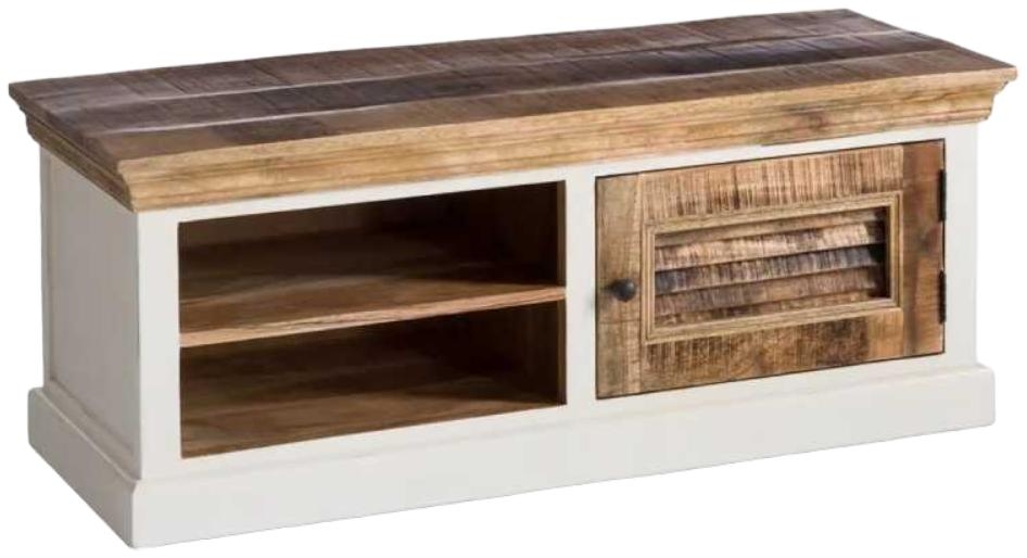 Coastal White and Wood 110cm TV Cabinet