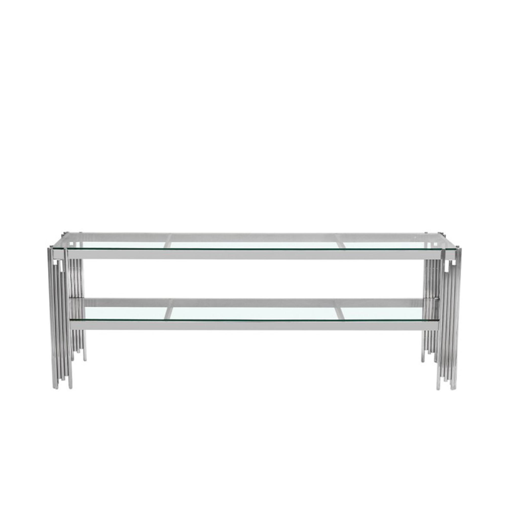 Cohen TV Unit - Clear Glass and Chrome