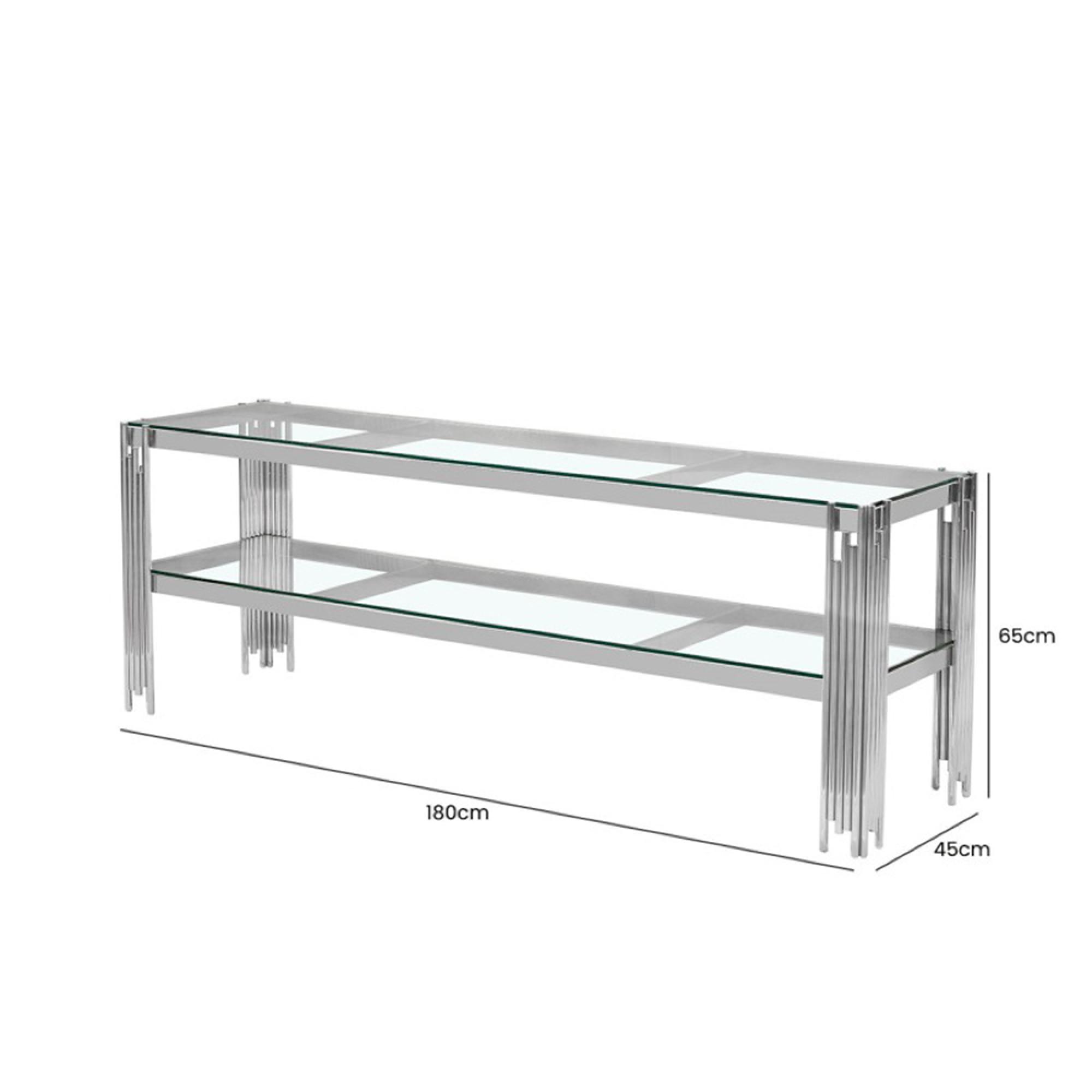 Cohen TV Unit - Clear Glass and Chrome