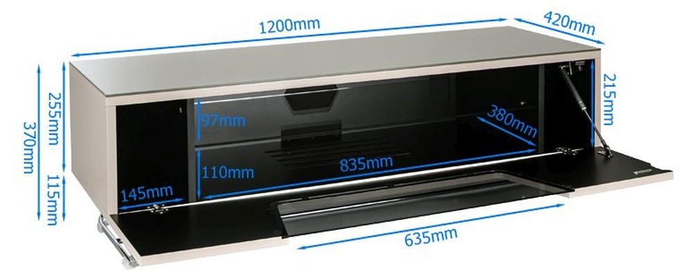 Chromium TV Stand - 120cm - Black - CRO2-1200CB-BLK