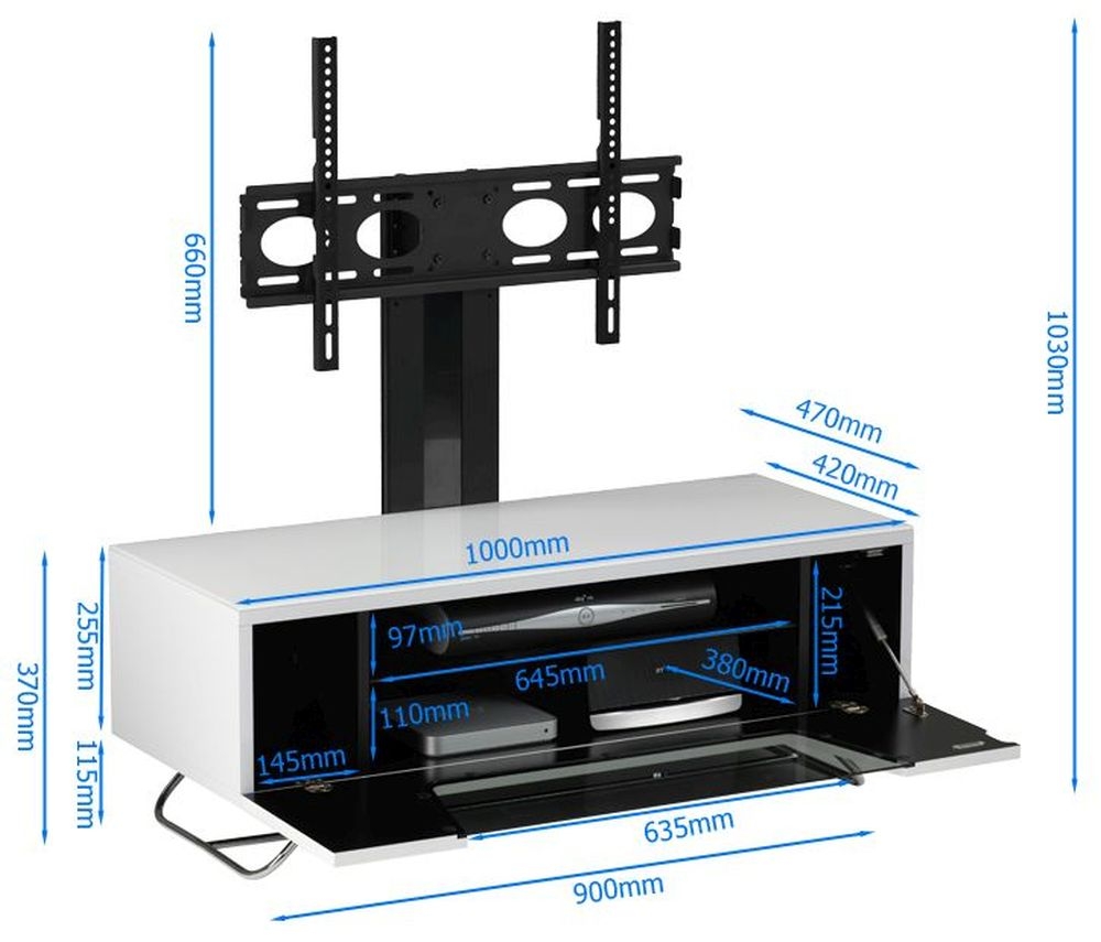 Chromium TV Stand - 120cm with Bracket - Black - CRO2-1200BKT-BK
