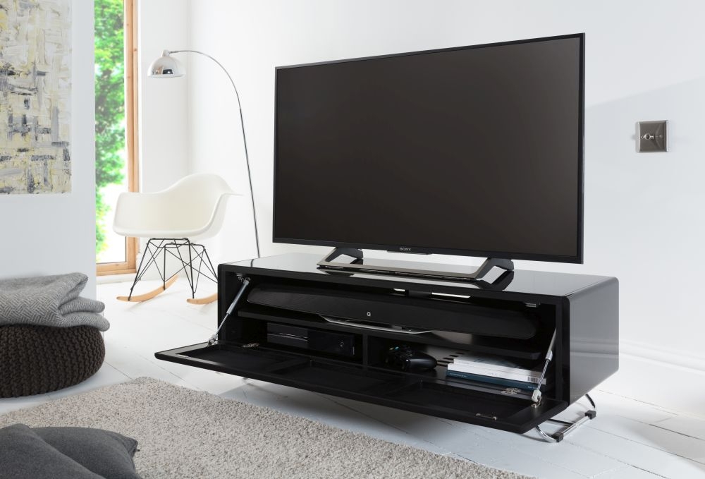 Chromium TV Stand - Concept - 120cm - Black with Speaker Mesh Front - CRO2-1200CPT-BLK