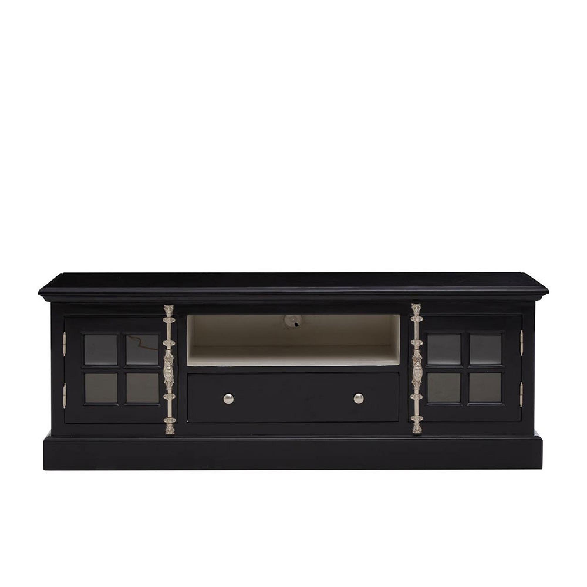 Covent Black Mahogany Wood Storage TV Unit