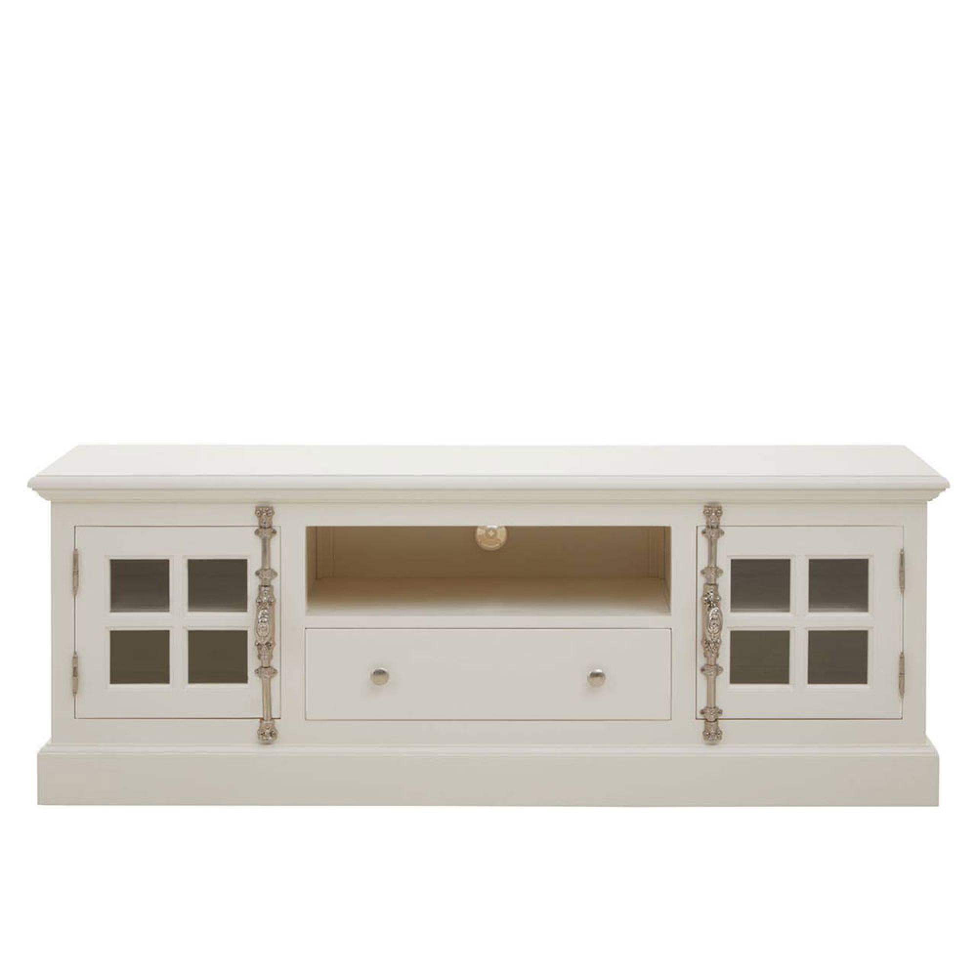Covent White Mahogany Wood Storage TV Unit