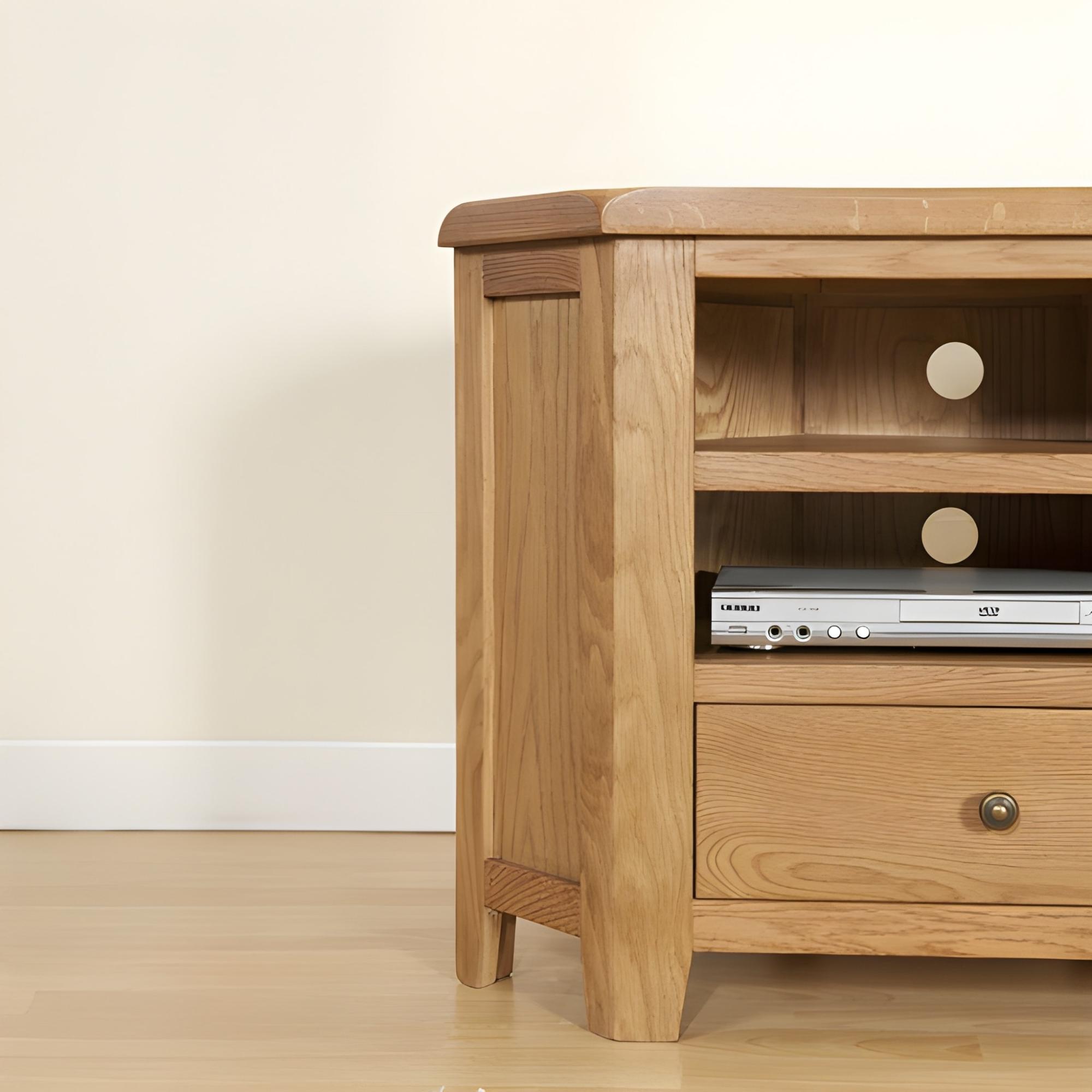Dorset TV Unit - 1 Drawer - Corner - Oak