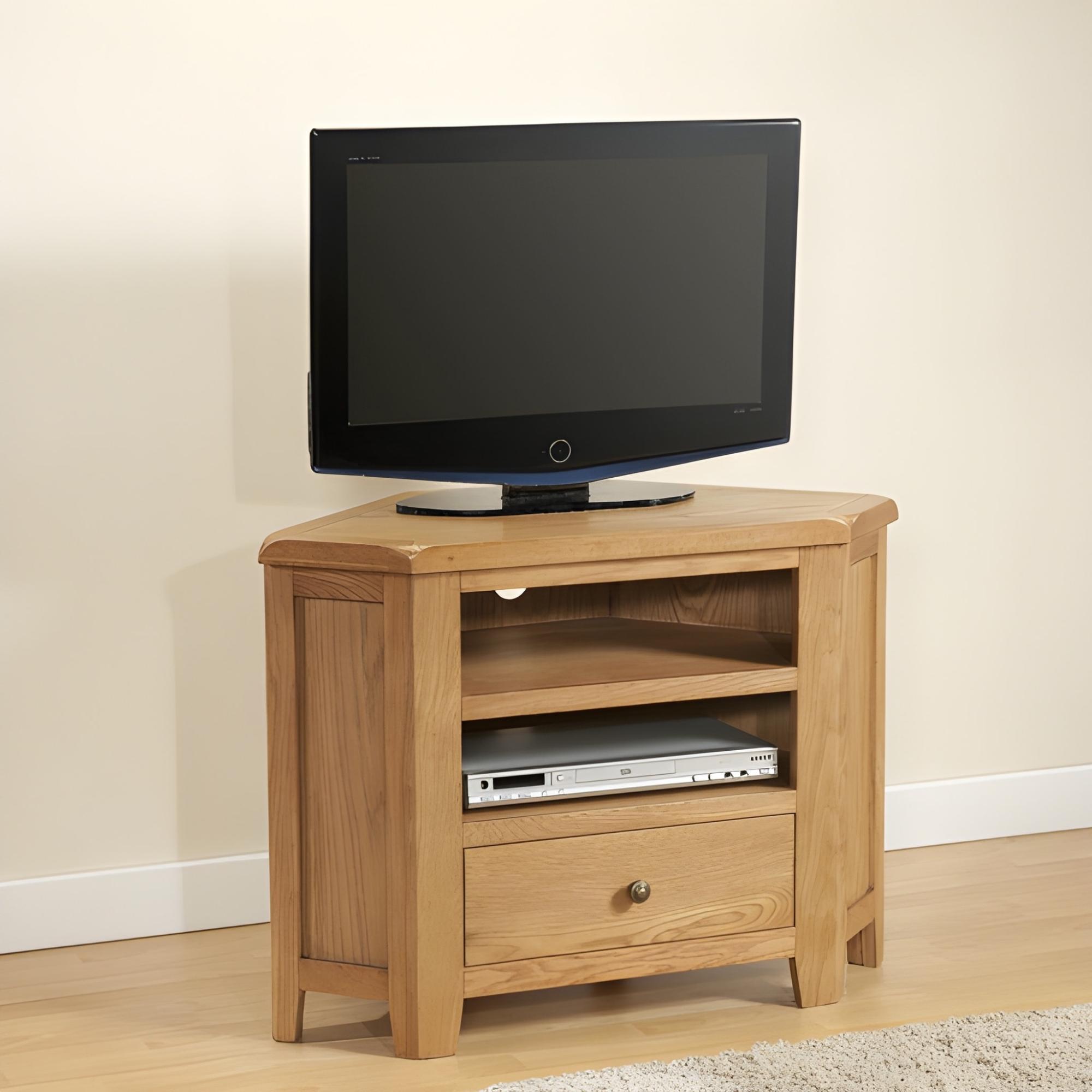 Dorset TV Unit - 1 Drawer - Corner - Oak