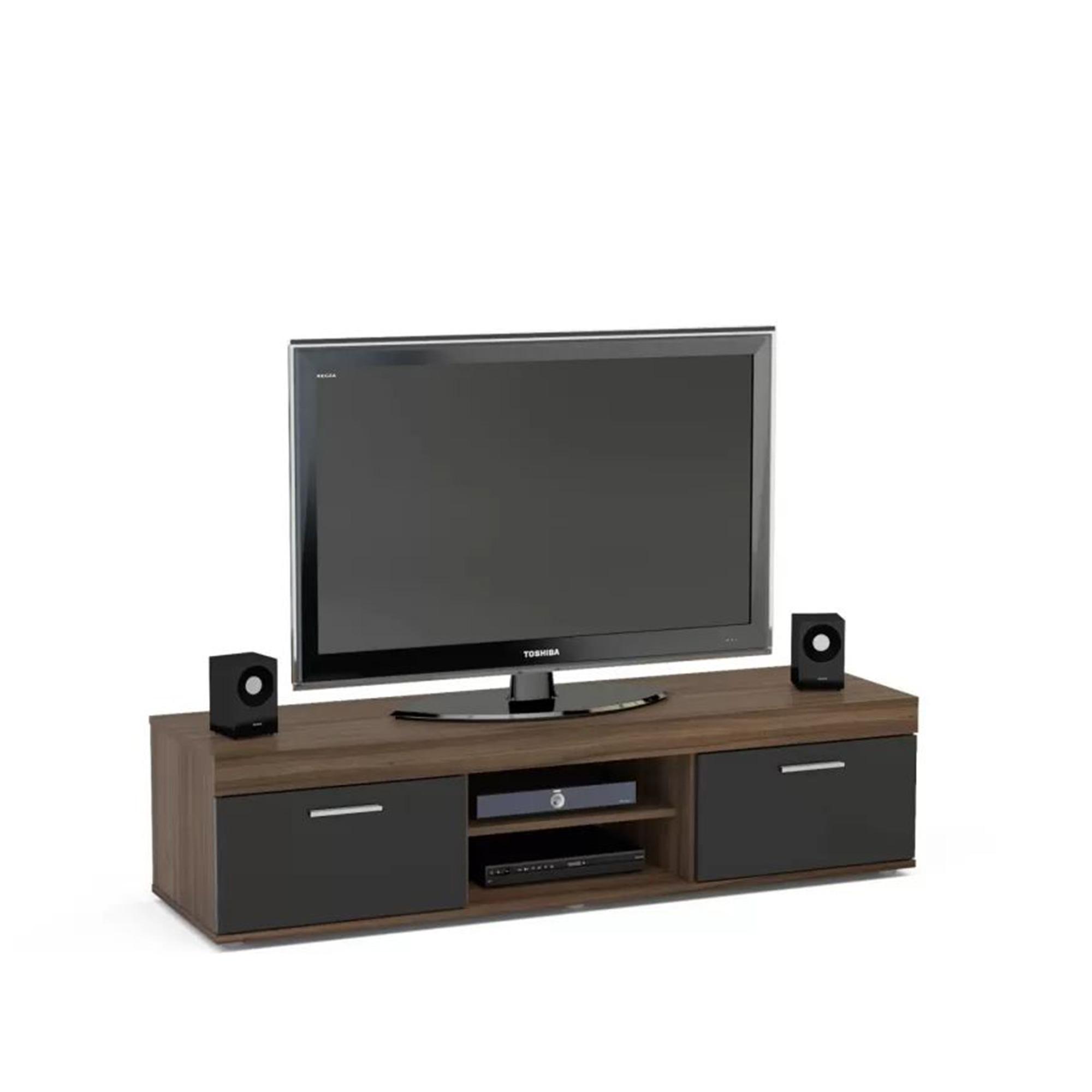 Edgeware 2 Door TV Unit - Walnut and Black