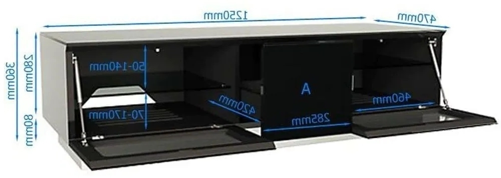 Element TV Stand - Gloss Black - 125cm - EMTMOD1250-BLK