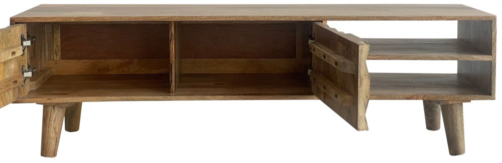 Geometric Carved Mango Wood 140cm TV Unit