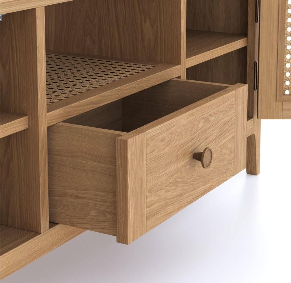 Henley Oak and Rattan 120cm TV Unit