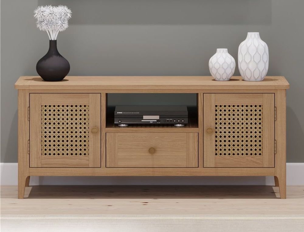 Henley Oak and Rattan 120cm TV Unit