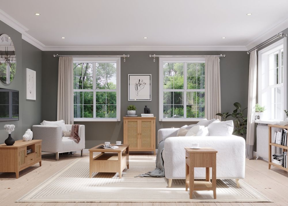 Henley Oak and Rattan 120cm TV Unit