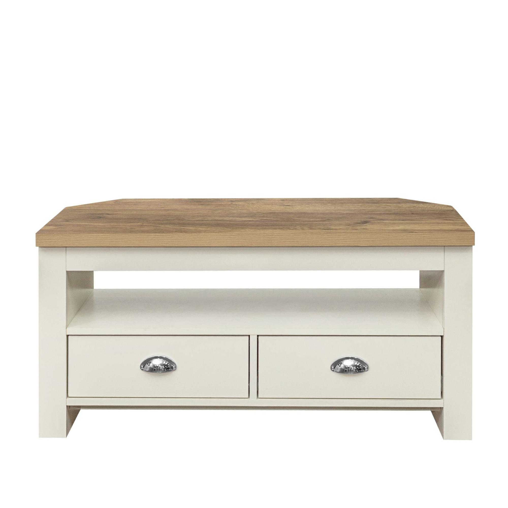 Highgate Corner TV Unit - 2 Drawer - Cream Painted