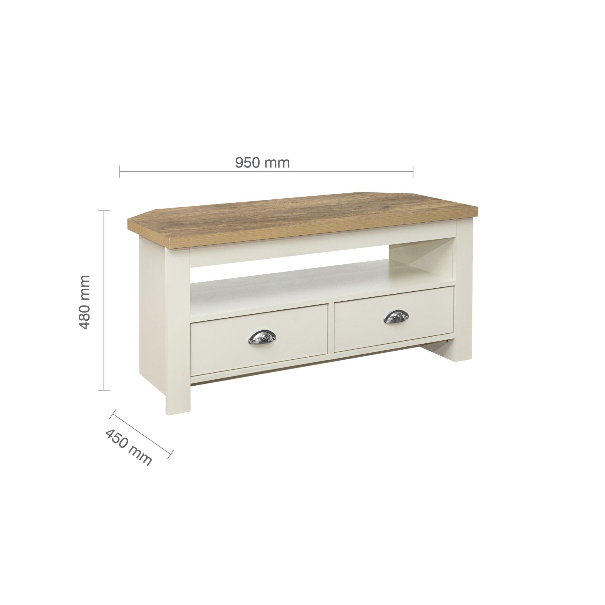 Highgate Corner TV Unit - 2 Drawer - Cream Painted