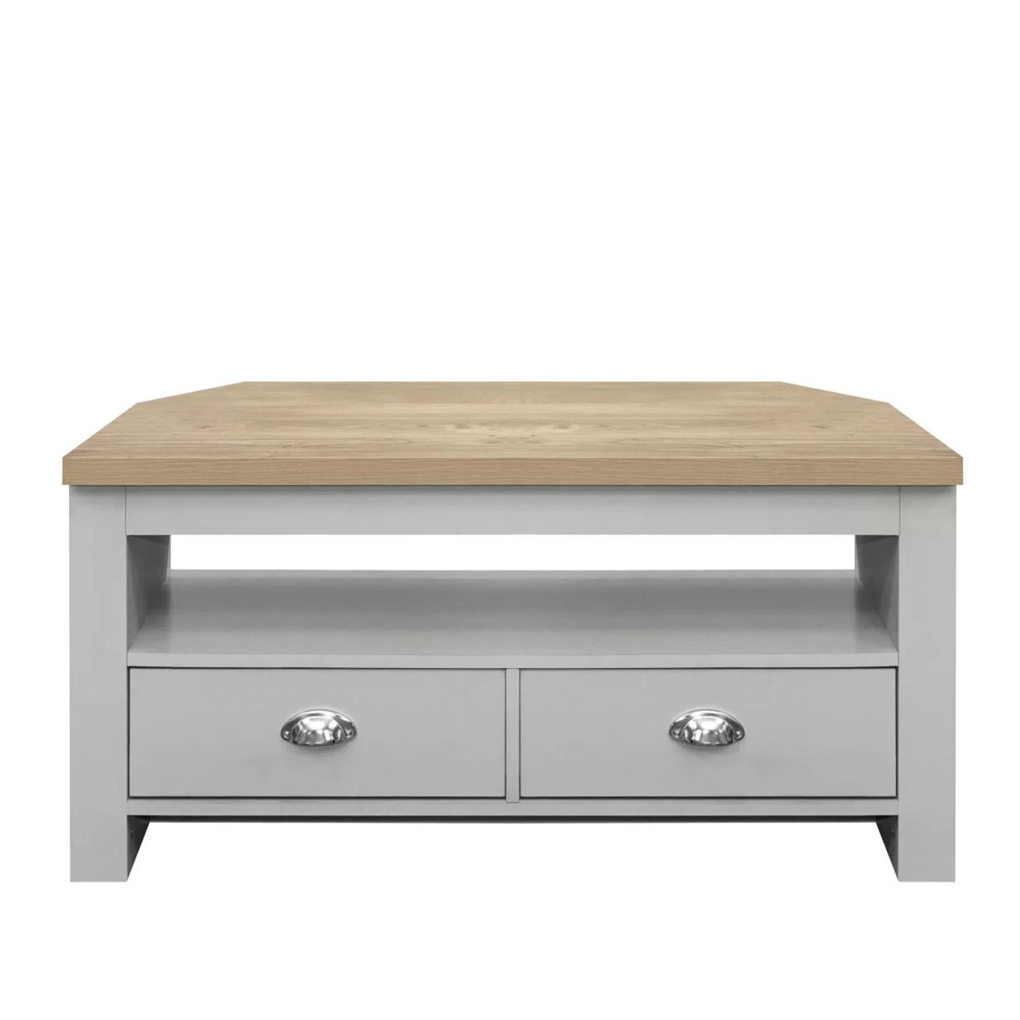 Highgate Corner TV Unit - 2 Drawer - Grey Painted