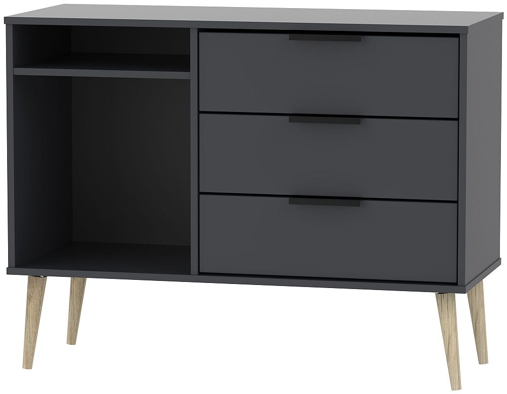 Hong Kong Graphite 95cm TV Unit with Natural Wooden Legs