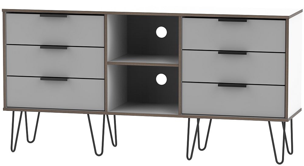 Hong Kong Grey and White 150cm TV Unit with Hairpin Legs