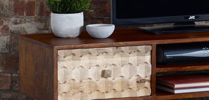 Imphal Mango Wood Geometric 140cm TV Unit