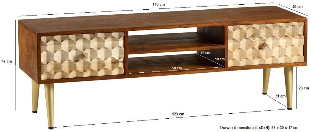 Imphal Mango Wood Geometric 140cm TV Unit