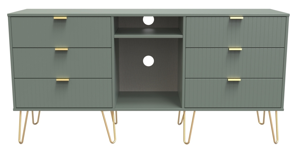 Linear Green 150cm TV Unit with Hairpin Legs