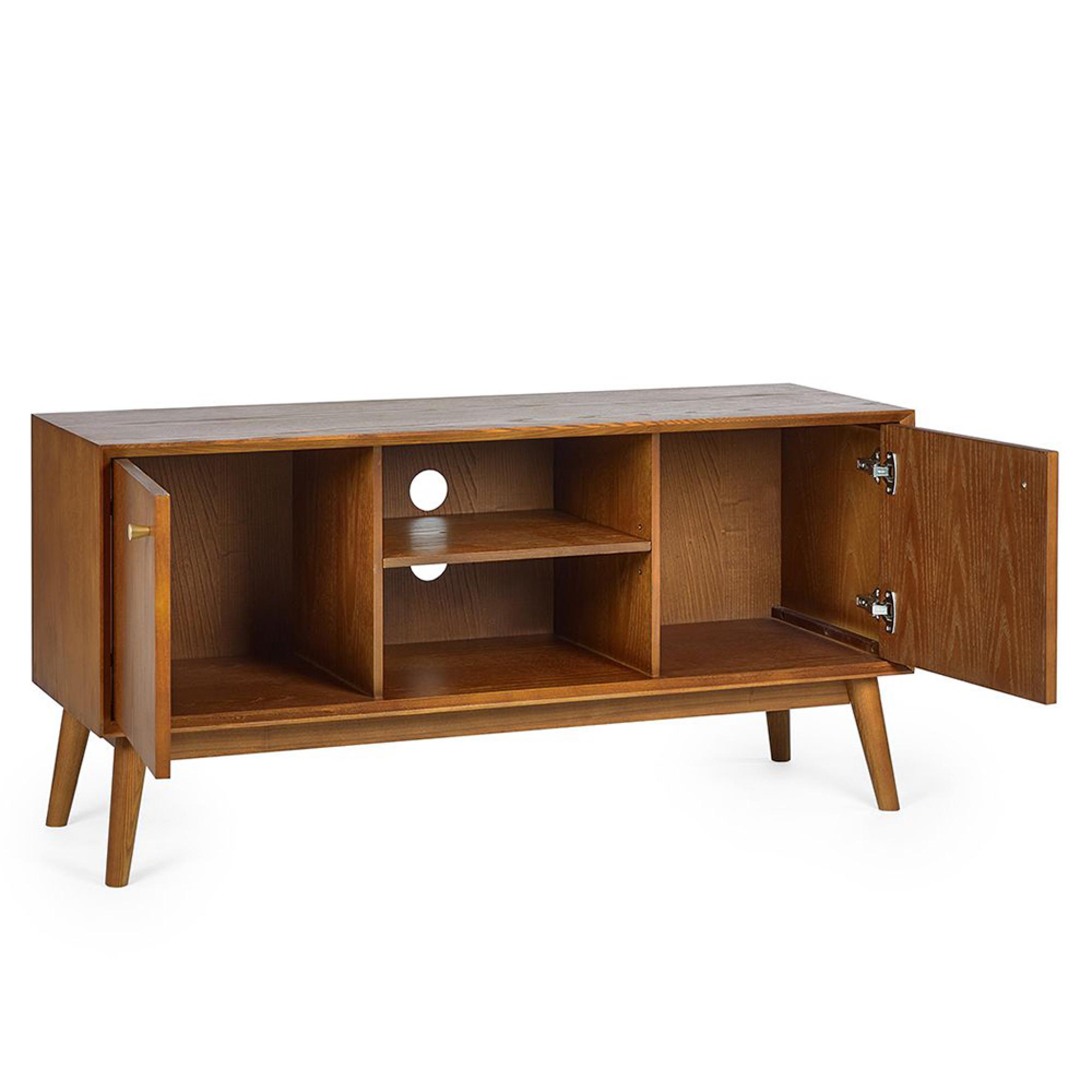 Lowry Media Unit - 120cm - Cherry Wood - Retro Style