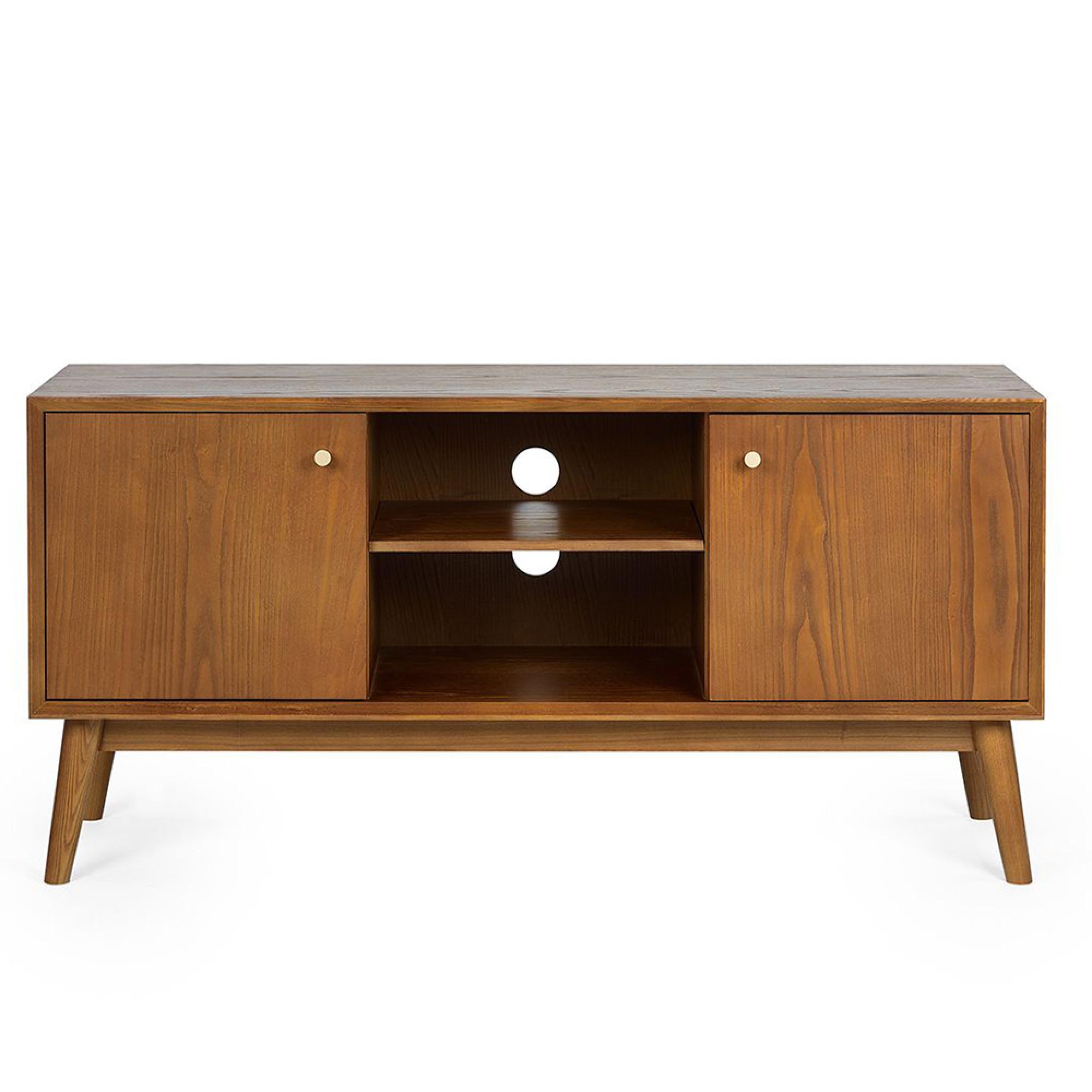 Lowry Media Unit - 120cm - Cherry Wood - Retro Style