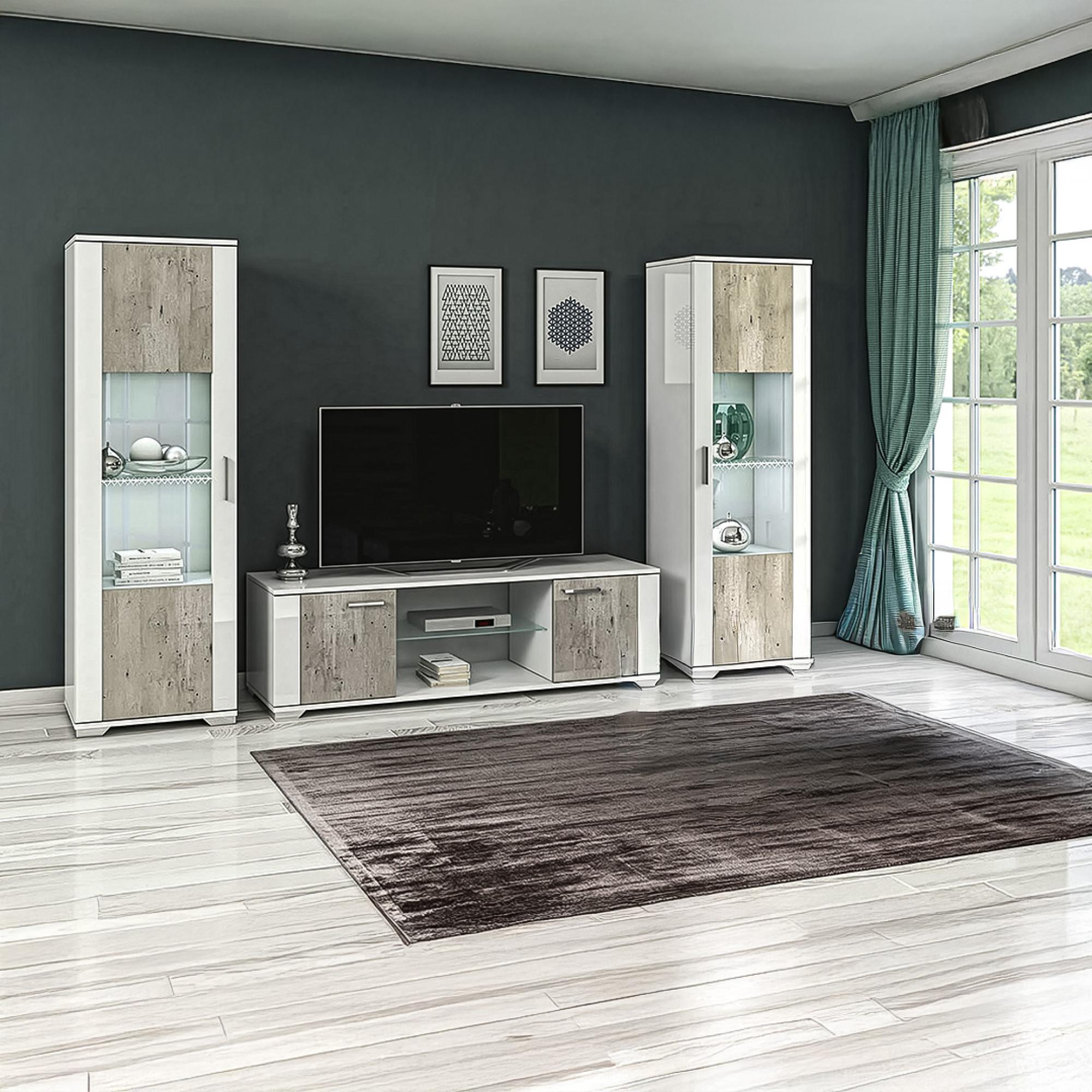 Messina White and Grey 160cm TV Unit