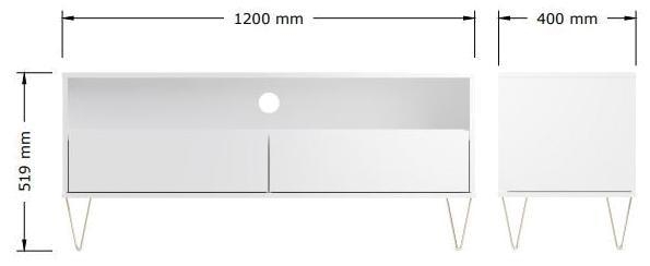 Montour White 2 Drawer TV Unit