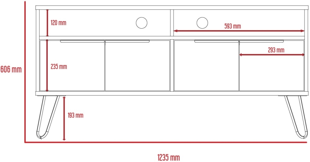 Nevada TV Unit - Grey Oak - Hairpin Legs