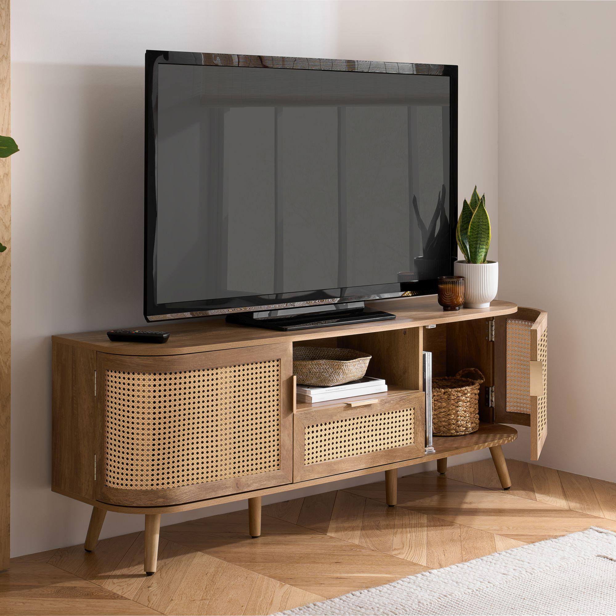 Noah TV Unit - 150cm - Oak and Rattan