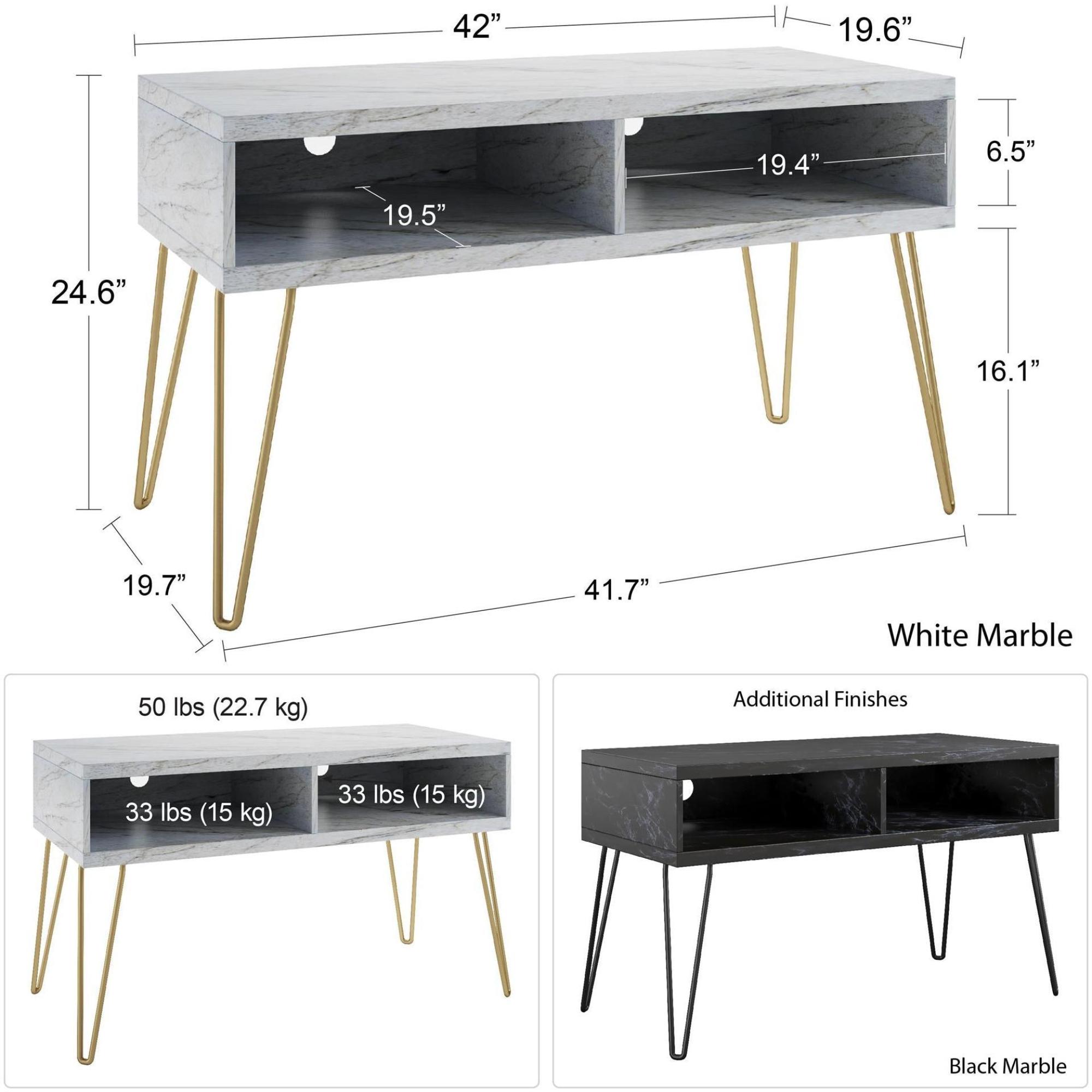 Novogratz Athena TV Stand - Black Marble Effect - 1748899COMNUK