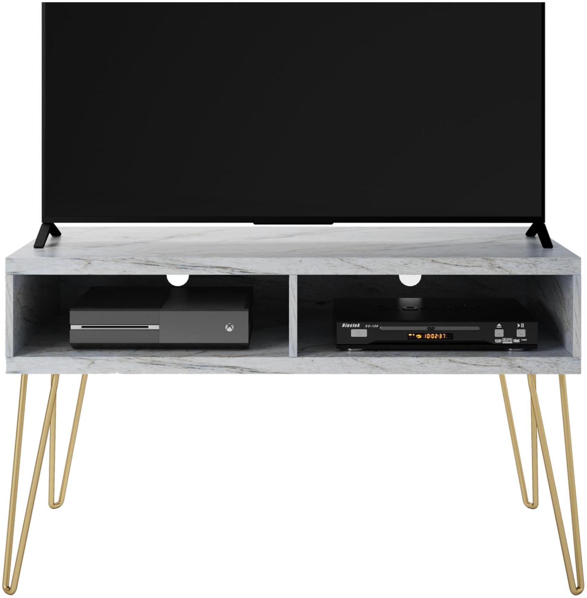 Novogratz Athena TV Stand - White Marble Effect - 1748891COMNUK