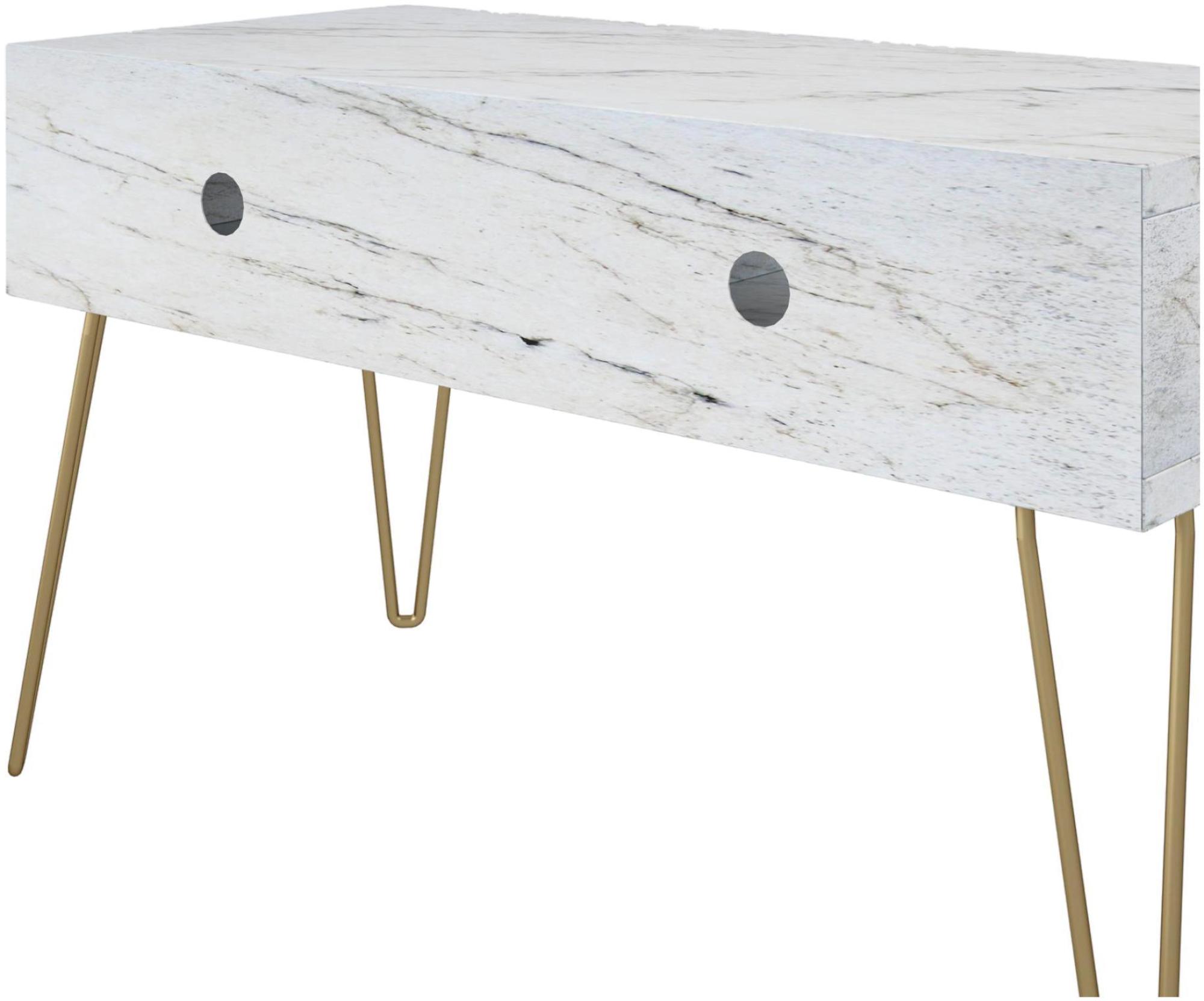 Novogratz Athena TV Stand - White Marble Effect - 1748891COMNUK
