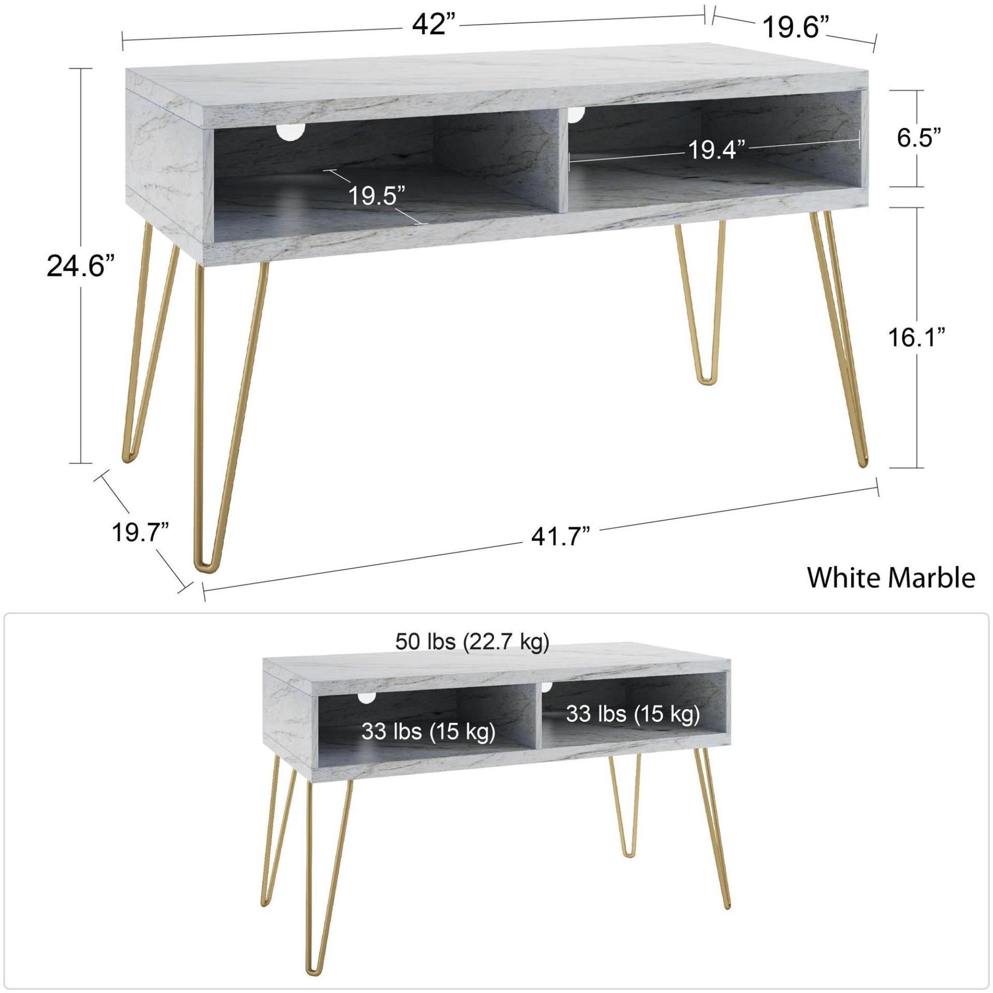 Novogratz Athena TV Stand - White Marble Effect - 1748891COMNUK