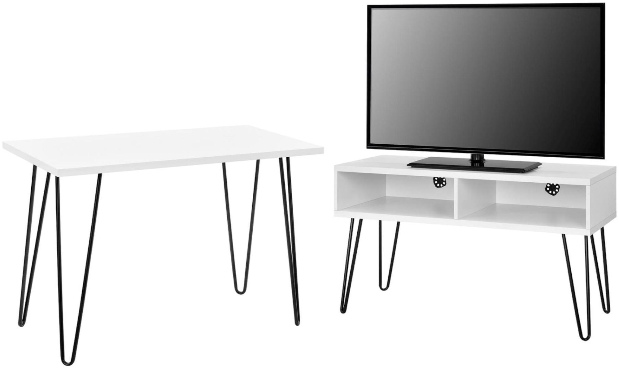 Owen Retro TV Stand - White - 1837015COMUK