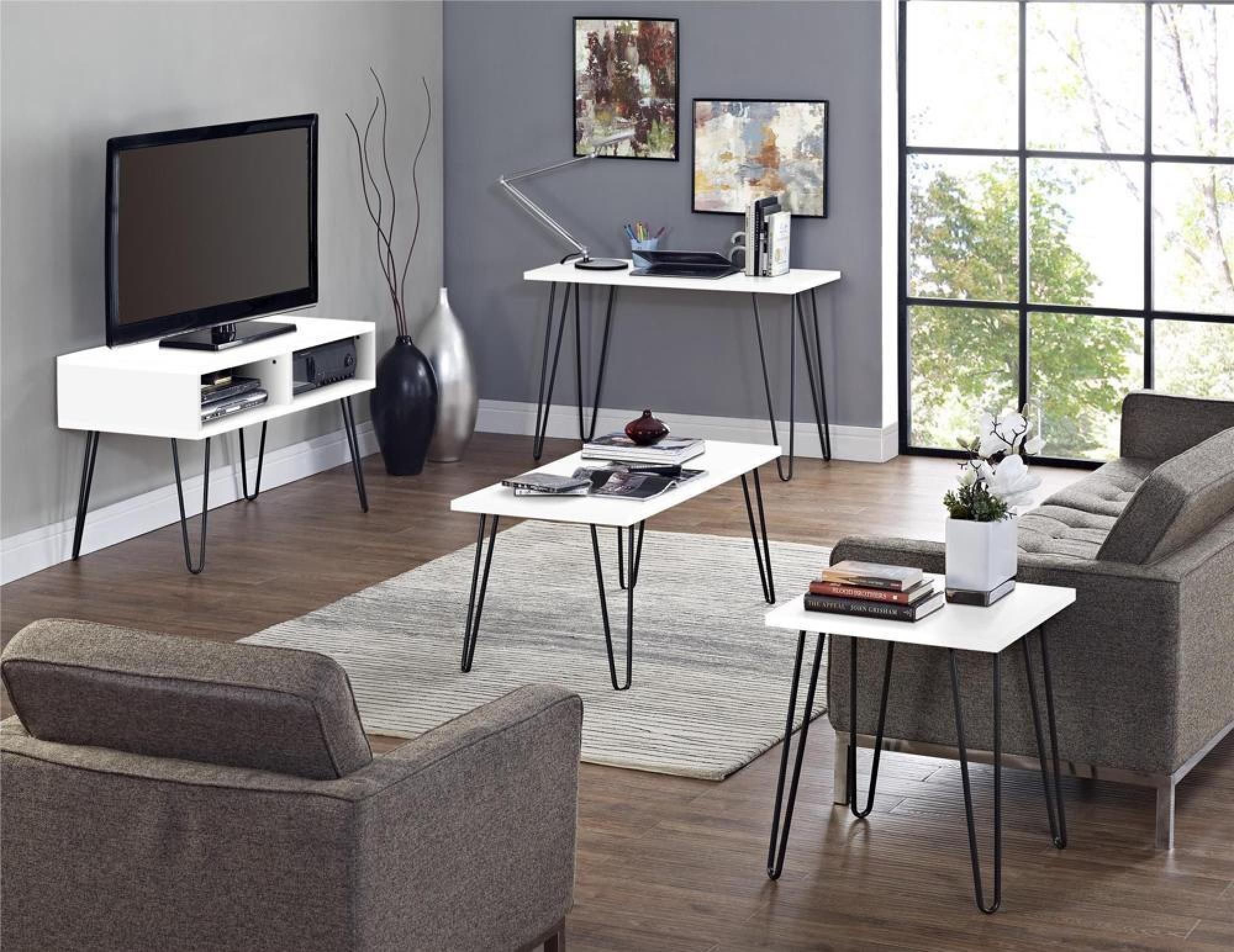 Owen Retro TV Stand - White - 1837015COMUK