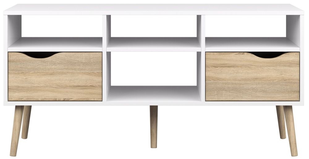 Oslo White and Oak Effect 117cm TV Unit