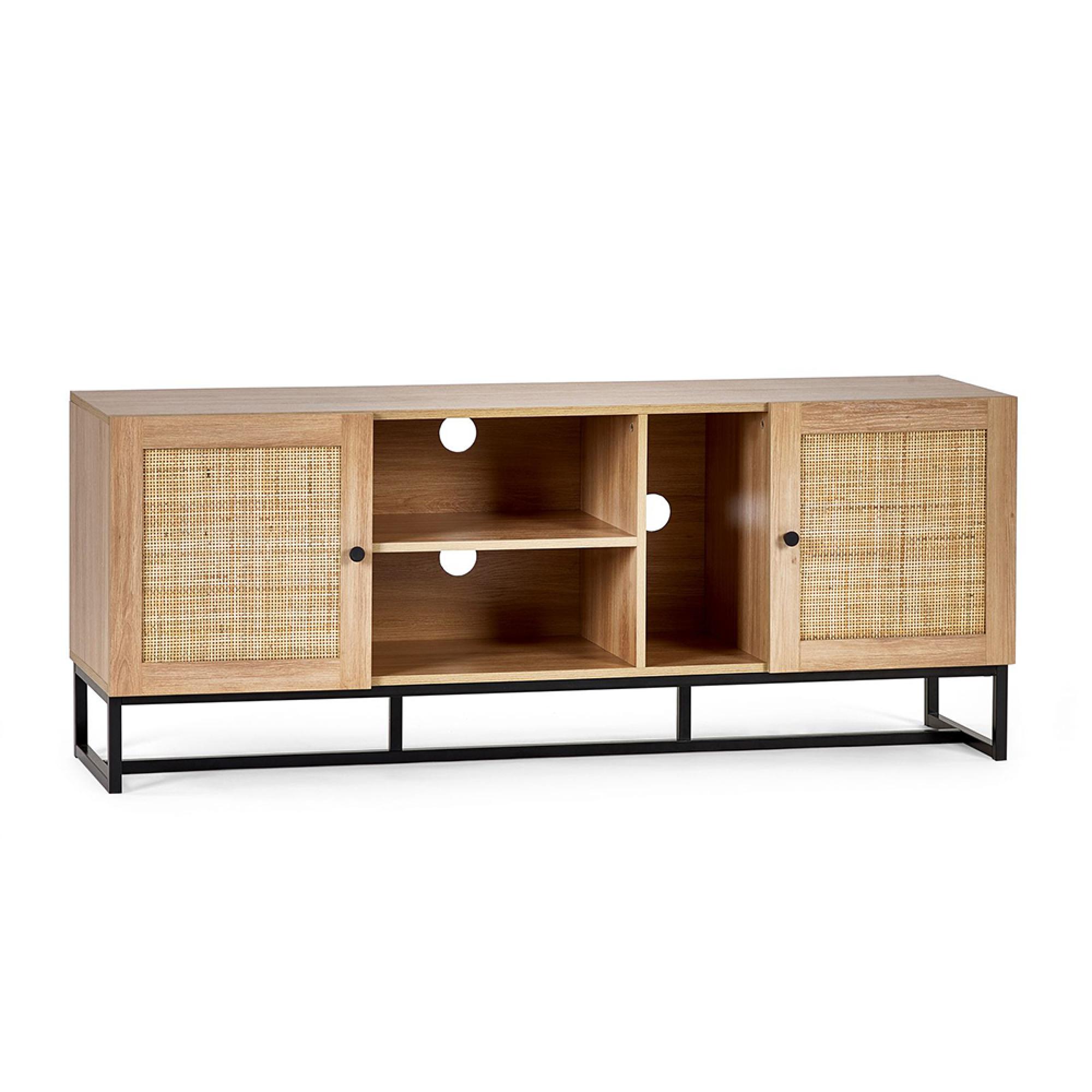 Padstow TV Unit - 150cm - Oak and Rattan