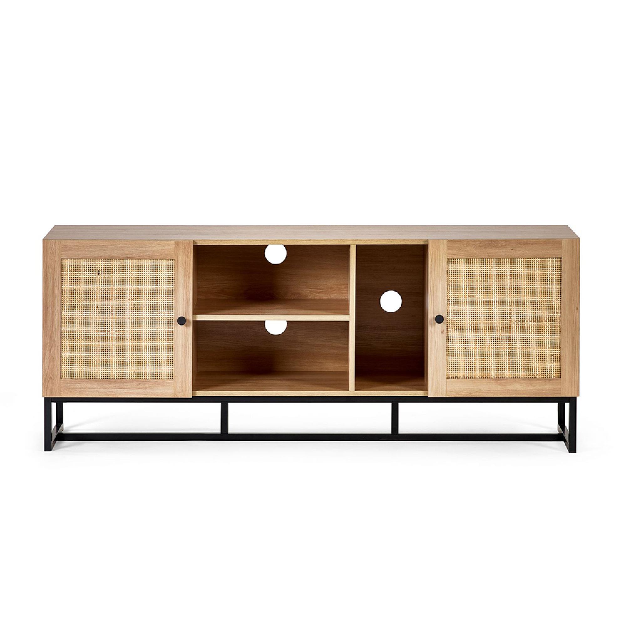 Padstow TV Unit - 150cm - Oak and Rattan