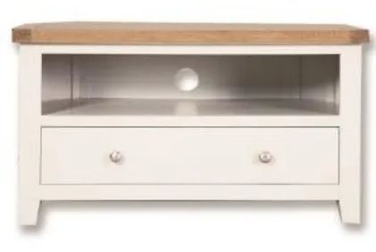 Perth White and Wood 102cm Corner TV Unit