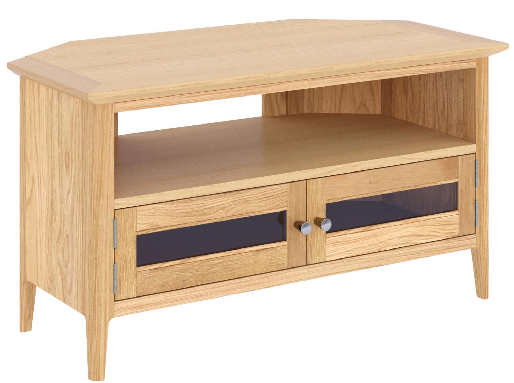 Selene Oak 90cm Glazed Corner TV Unit
