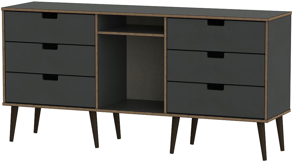 Shanghai Graphite 150cm TV Unit with Black Wooden Legs
