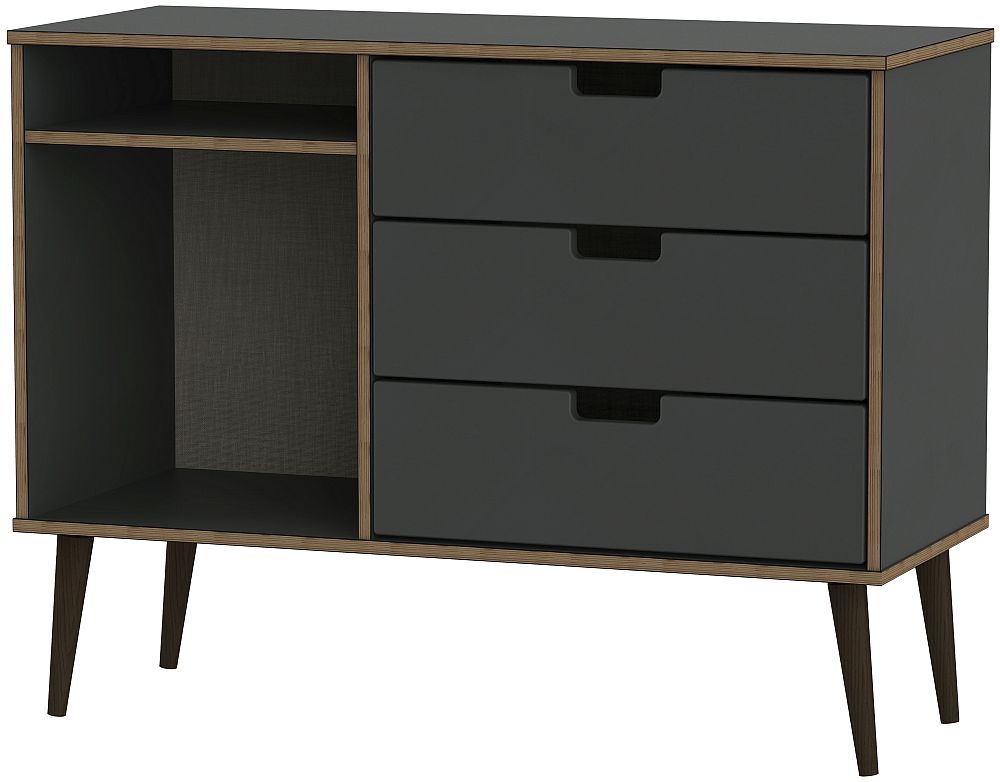 Shanghai Graphite 95cm TV Unit with Black Wooden Legs