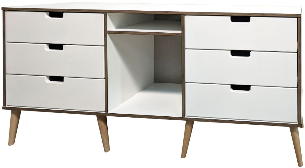 Shanghai White 150cm TV Unit with Natural Legs