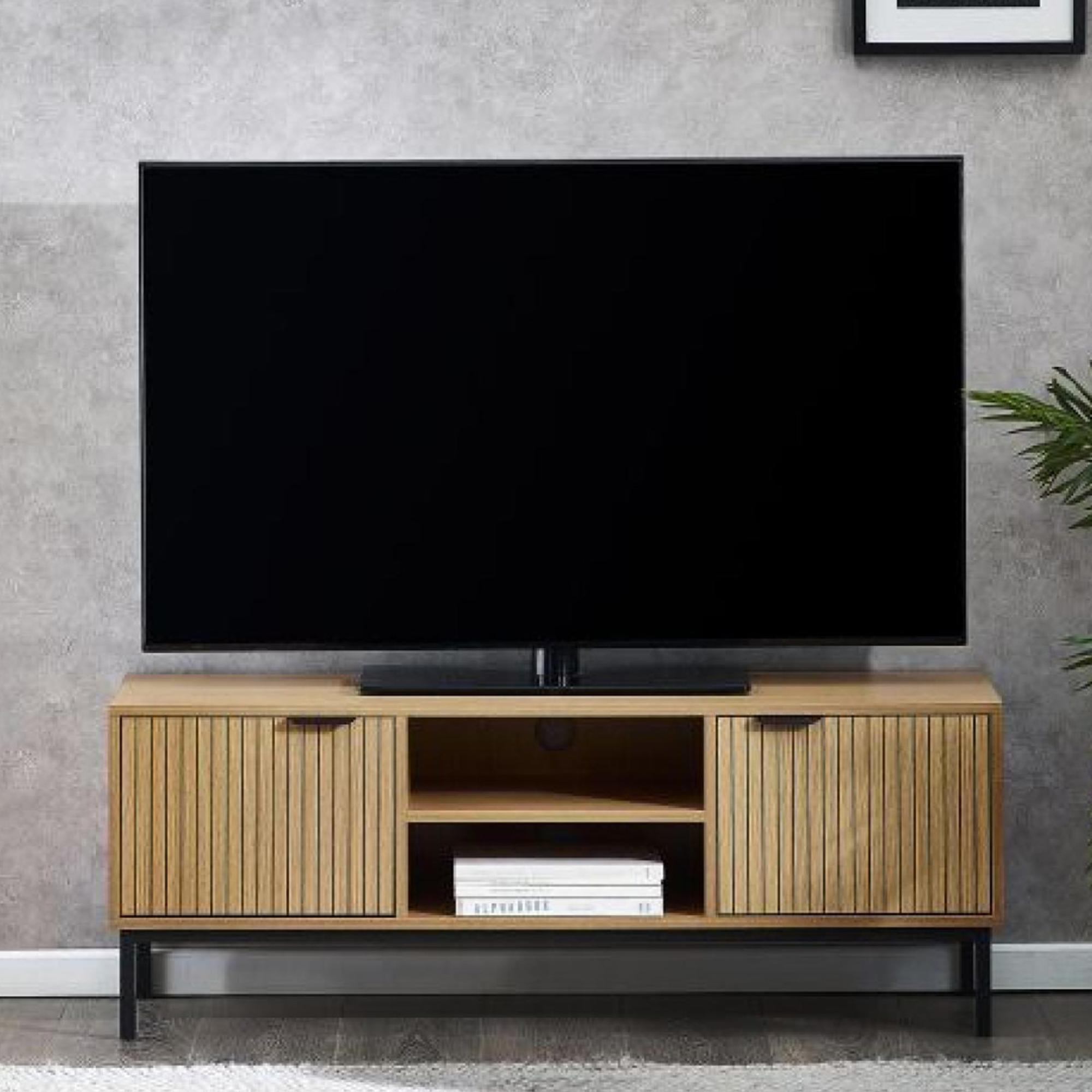 Sia TV Unit - 2 Door - Ribbed - Oak