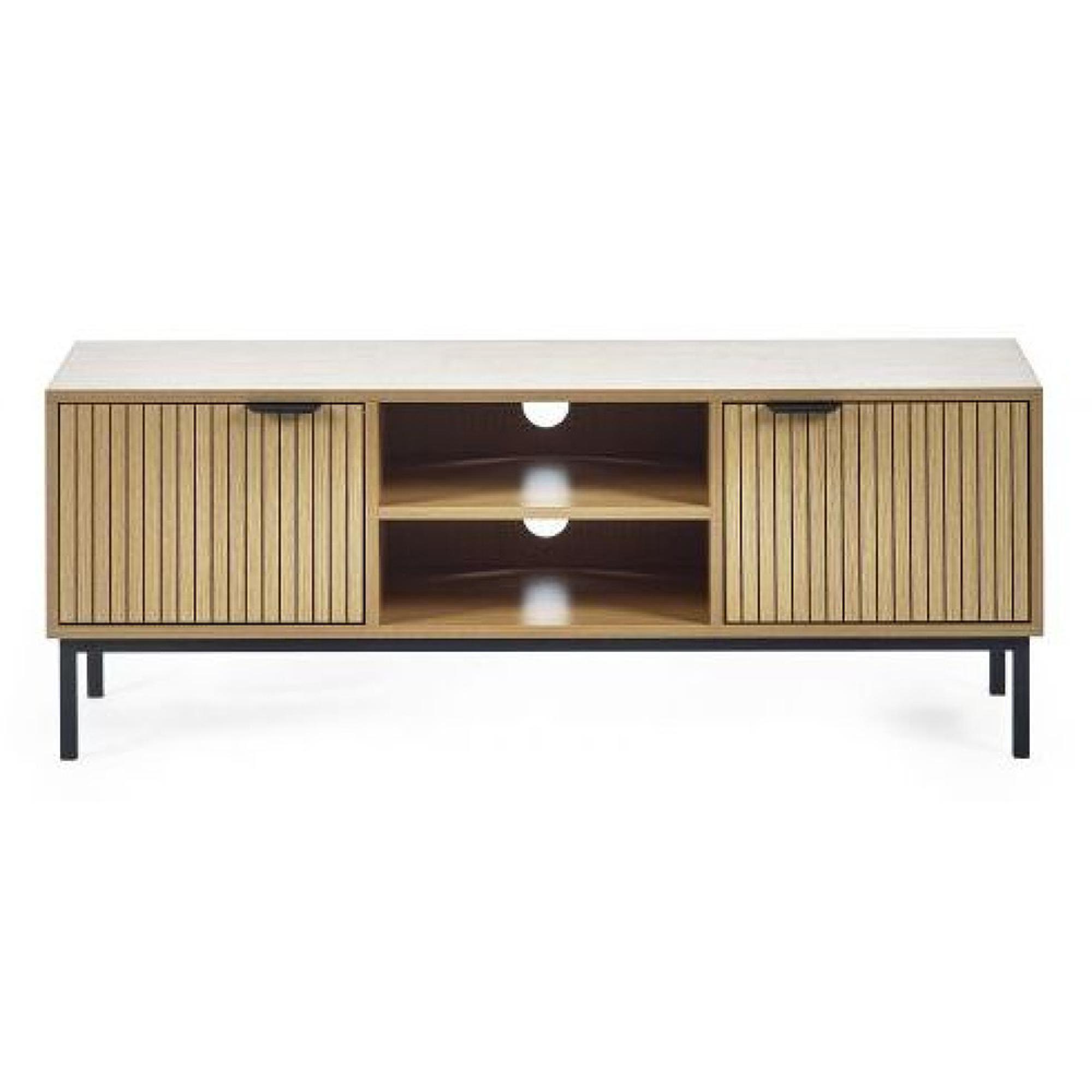 Sia TV Unit - 2 Door - Ribbed - Oak