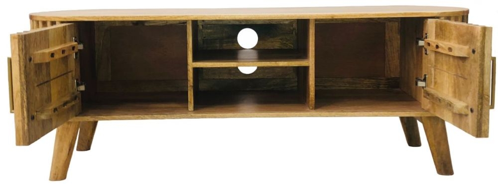 Slated Mango Wood 135cm TV Unit