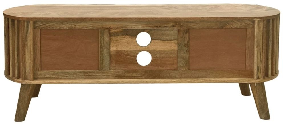 Slated Mango Wood 135cm TV Unit